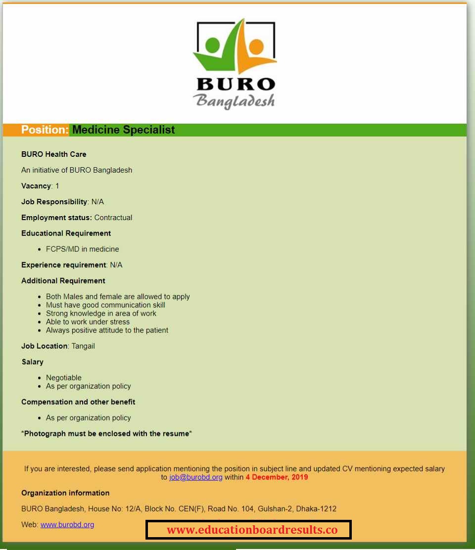 BURO Bangladesh Job Circular 2019