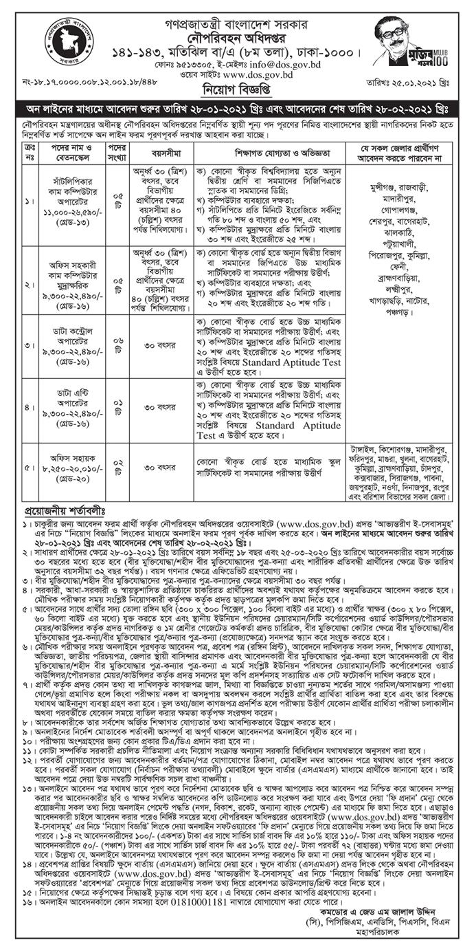 DOS Bangladesh Job Circular 2021